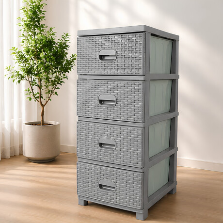 Gavetero cajonera simil ratán GRIS