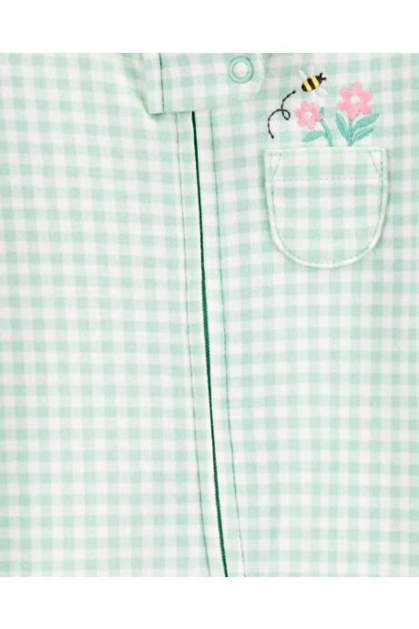 Pijama una pieza de algodón, con pie, diseño a cuadros Sin color
