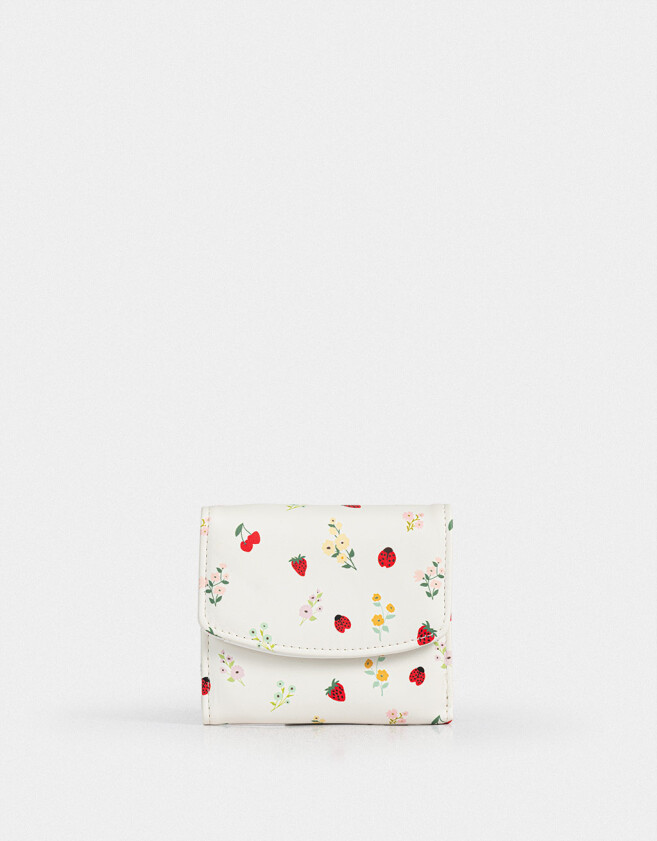 Billetera Billetera Cuerina Solapa Flores - Estampado Flores