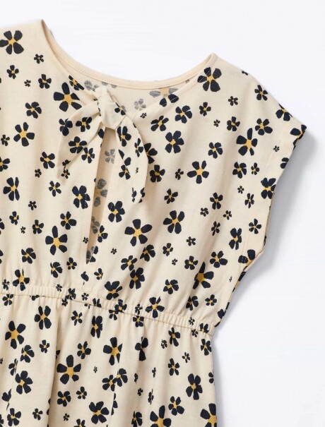 VESTIDO CORTO INFANTIL ESTAMPADO BEIGE