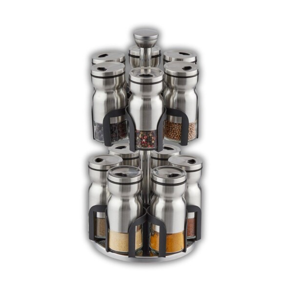 Especiero Redondo Giratorio Organizador Para Cocina Con 12 Frascos De Acero y Vidrio ESP003 Especiero Redondo Giratorio Organizador Para Cocina Con 12 Frascos De Acero y Vidrio ESP003