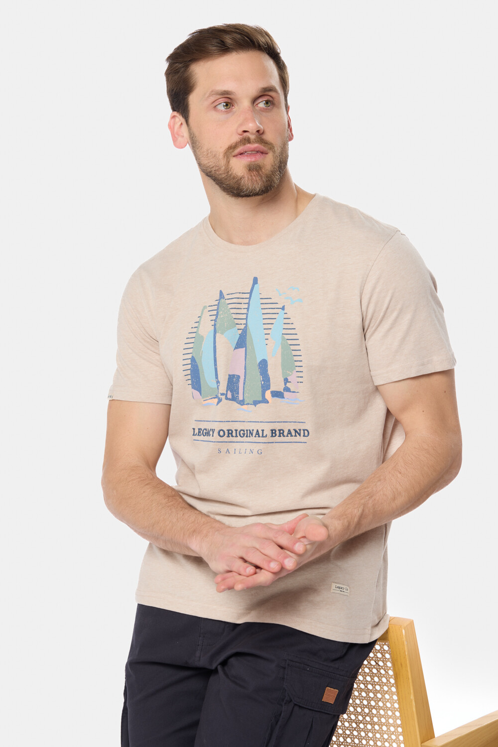 REMERA ESTAMPADA DE ALGODÓN Beige