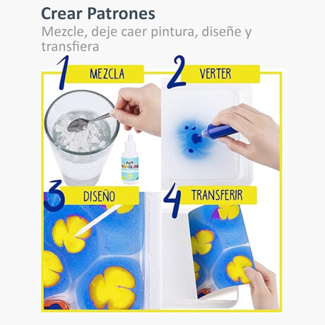 Kit de Arte con Pintura al Agua Artística Marmolada X6 Niños Multicolor