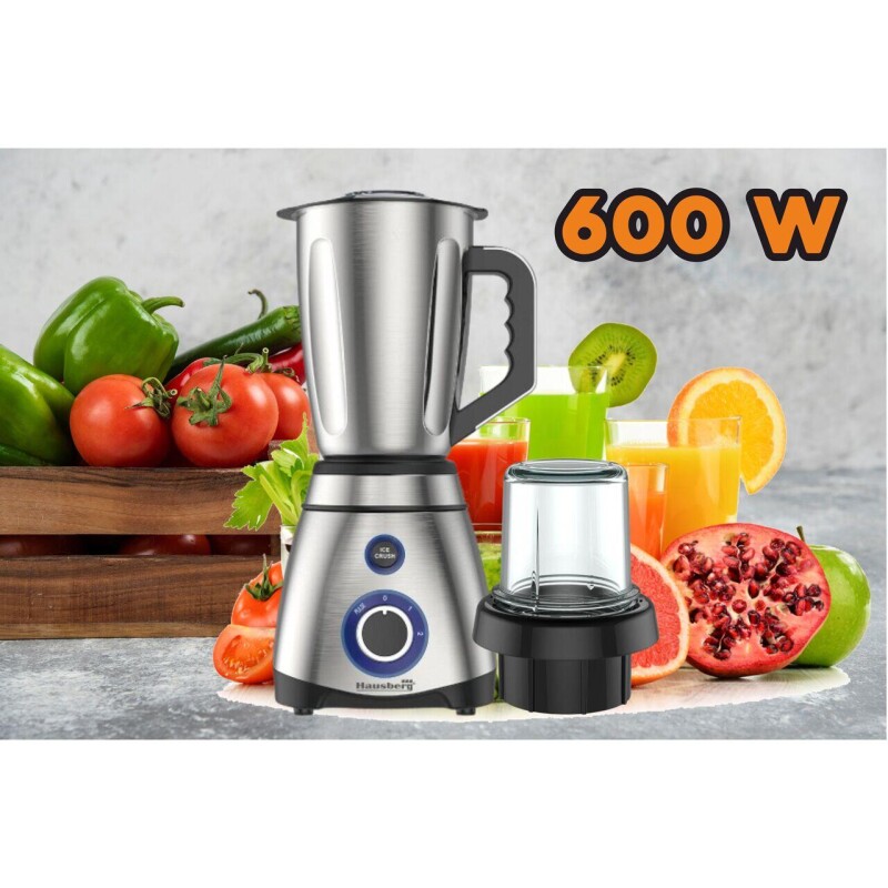 Licuadora Inox 1.2 Lts. 600 W Pica Hielo Hausberg HB-7763 Licuadora Inox 1.2 Lts. 600 W Pica Hielo Hausberg HB-7763