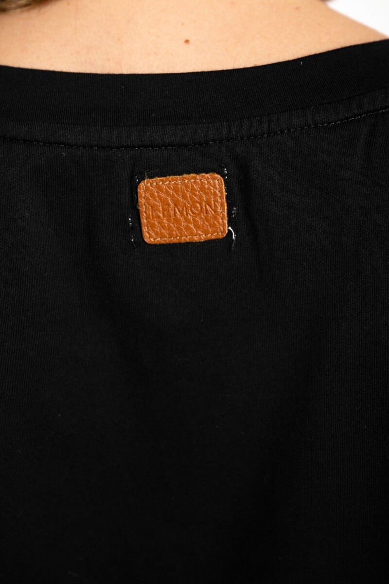 Remera Algodon Peinado Negro