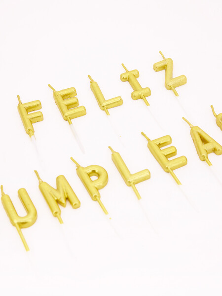 VELAS FELIZ CUMPLEAÑOS LETRAS GOLD DORADO