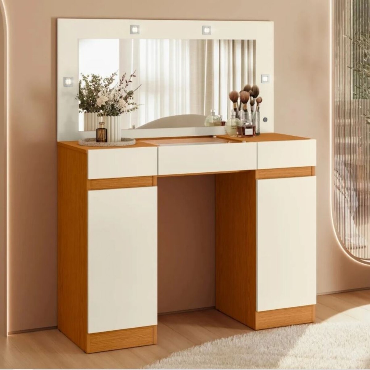 Tocador Espejo Grande Led Studio Marrón 4500 