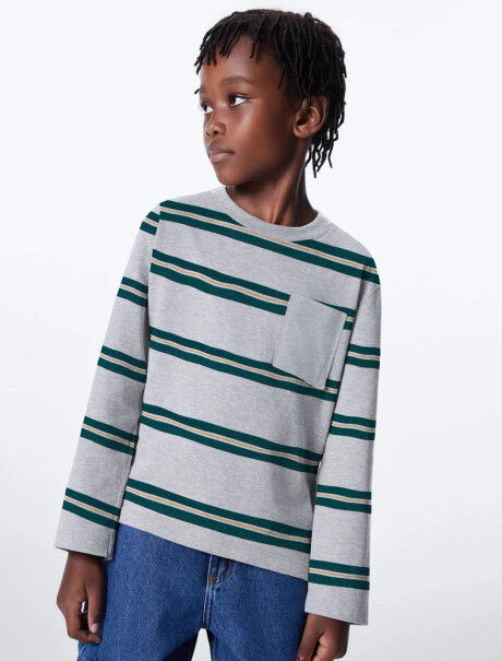 CAMISETA INFANTIL A RAYAS GRIS