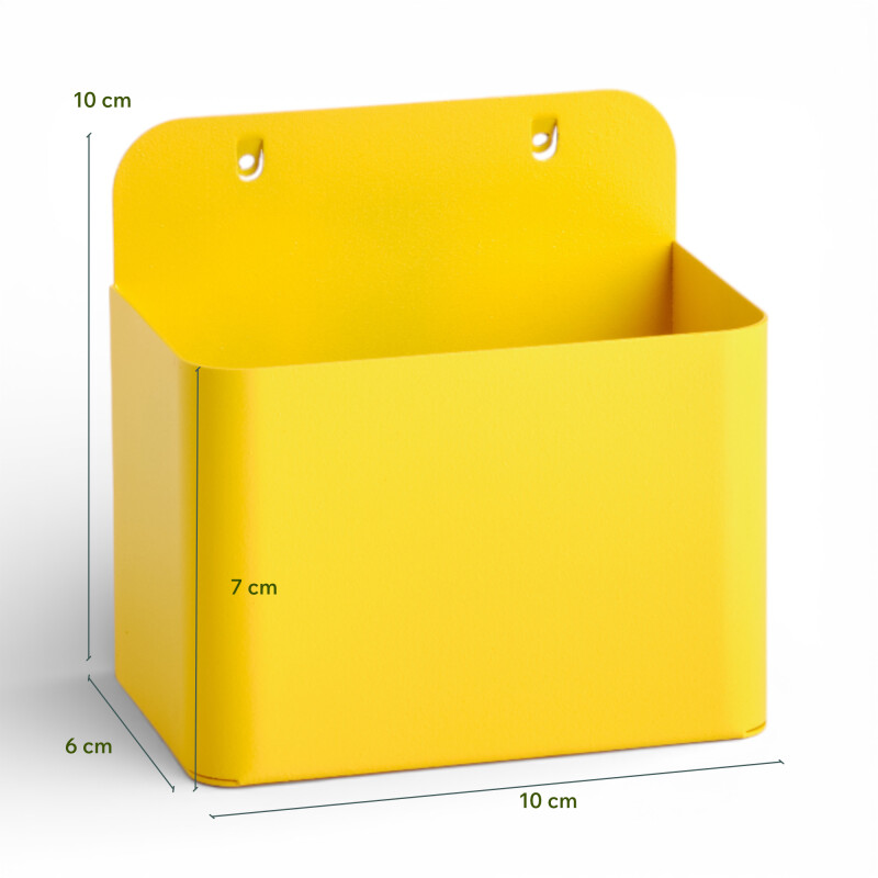 Caja cuadrada pequeña para panel perforado pegboard metálico Amarillo