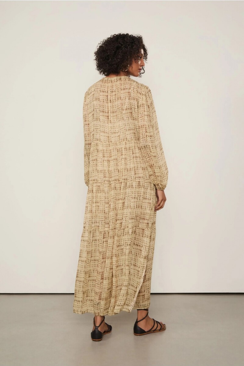 VESTIDO LARGO TRAMA Beige