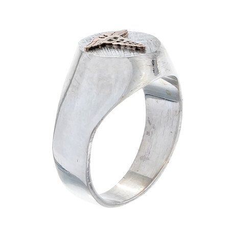 Anillo de plata 925 y oro 10 ktes, MEDICINA. Anillo de plata 925 y oro 10 ktes, MEDICINA.