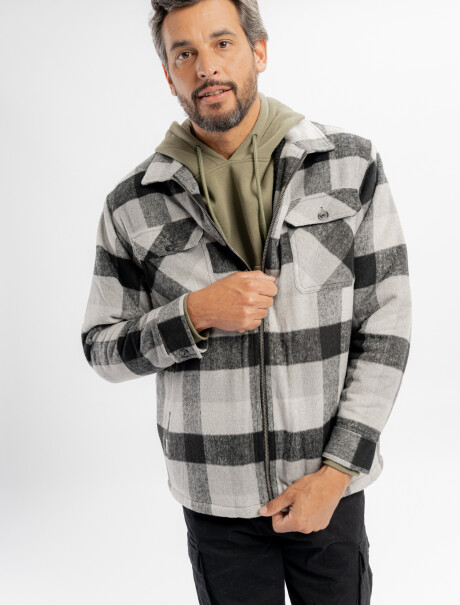 Sobrecamisa cuadros de sherpa gris