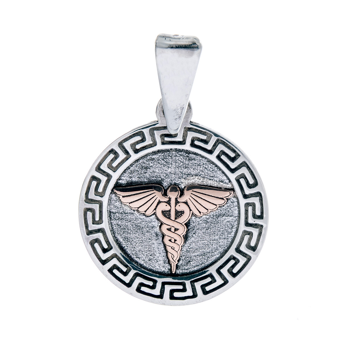 Medalla de plata 925 y oro 10 ktes, MEDICINA. 