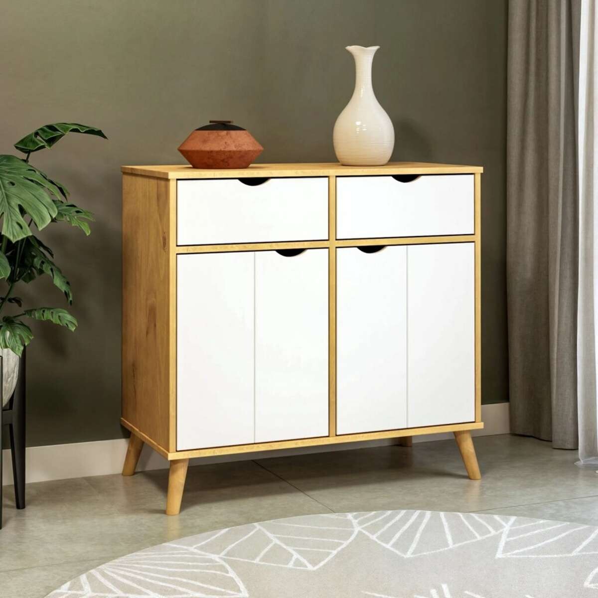 Comoda 2 puertas 2 cajones Linea Dublin - Blanco 