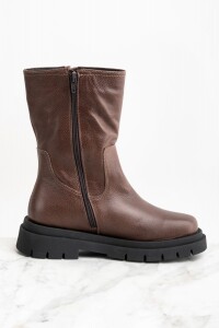 Bota Cuero Hebilla Cafe