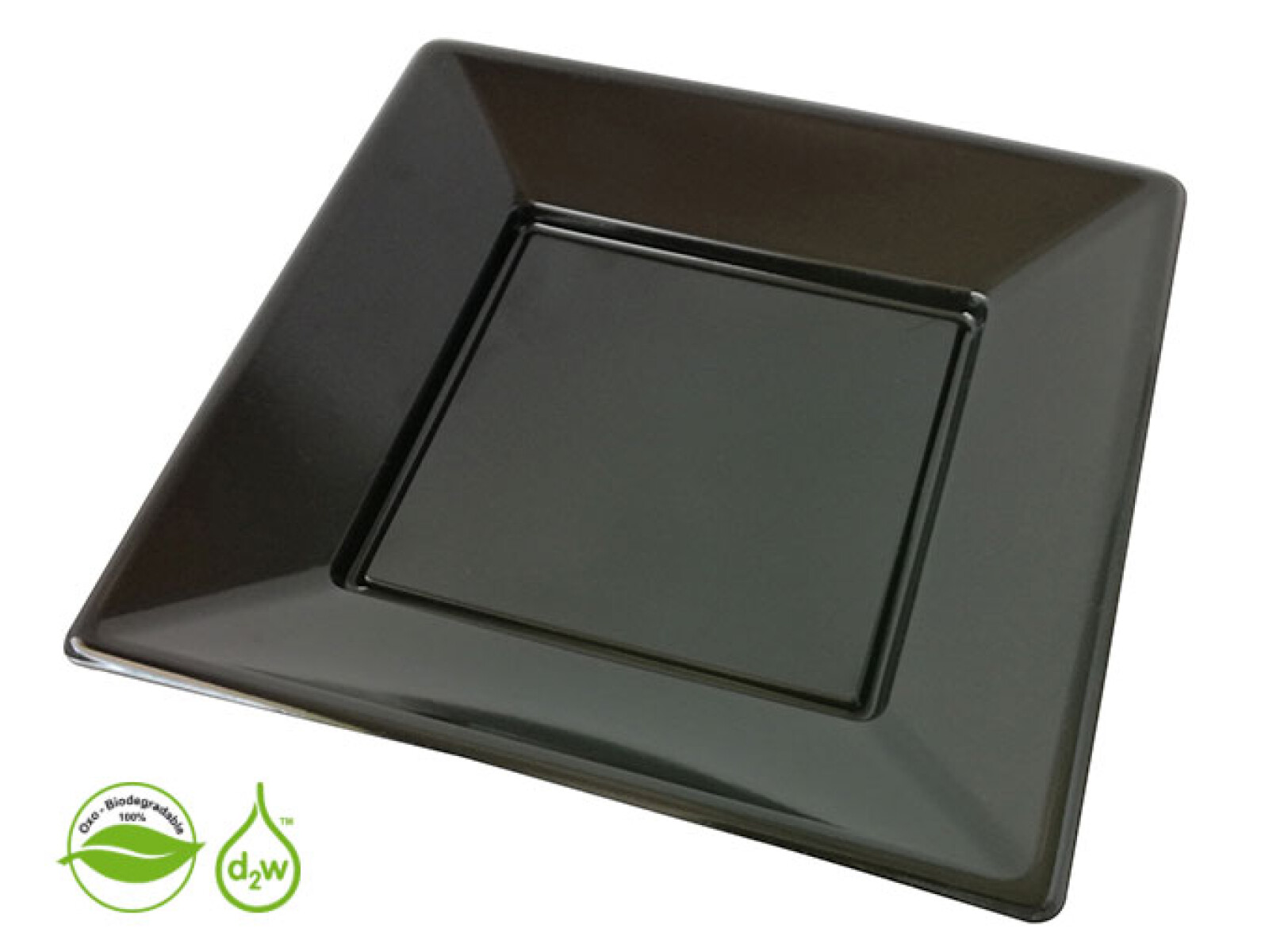Plato Cuadrado Biodegradable x10 Und - Negro 
