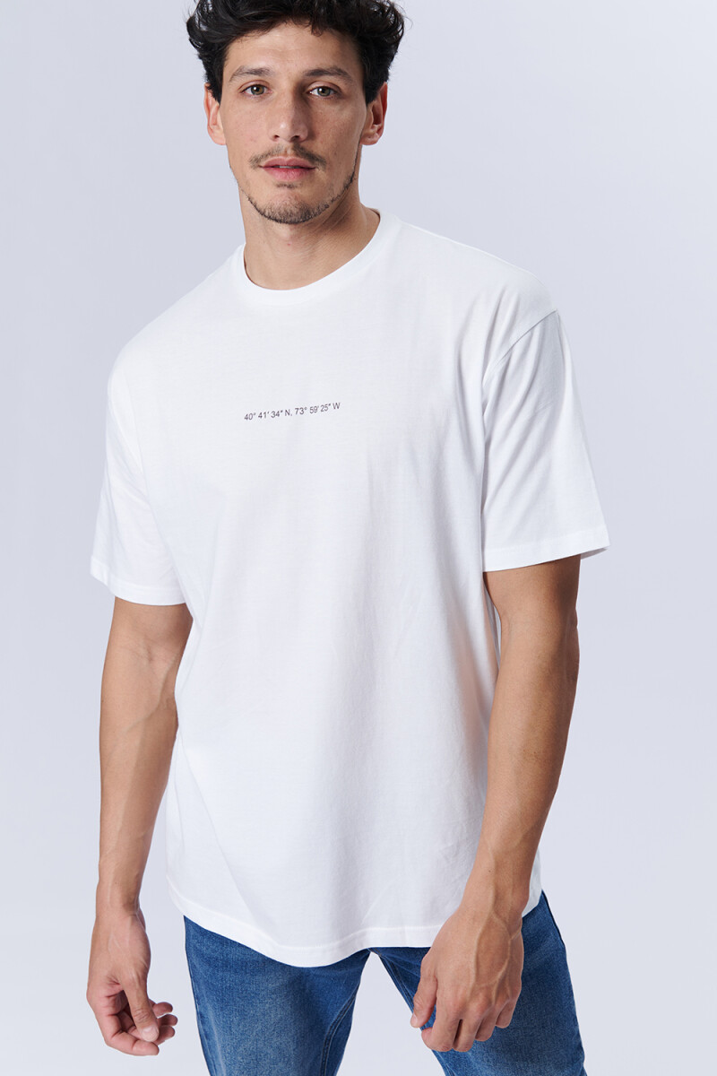 Remera oversize manga corta estampada Blanco
