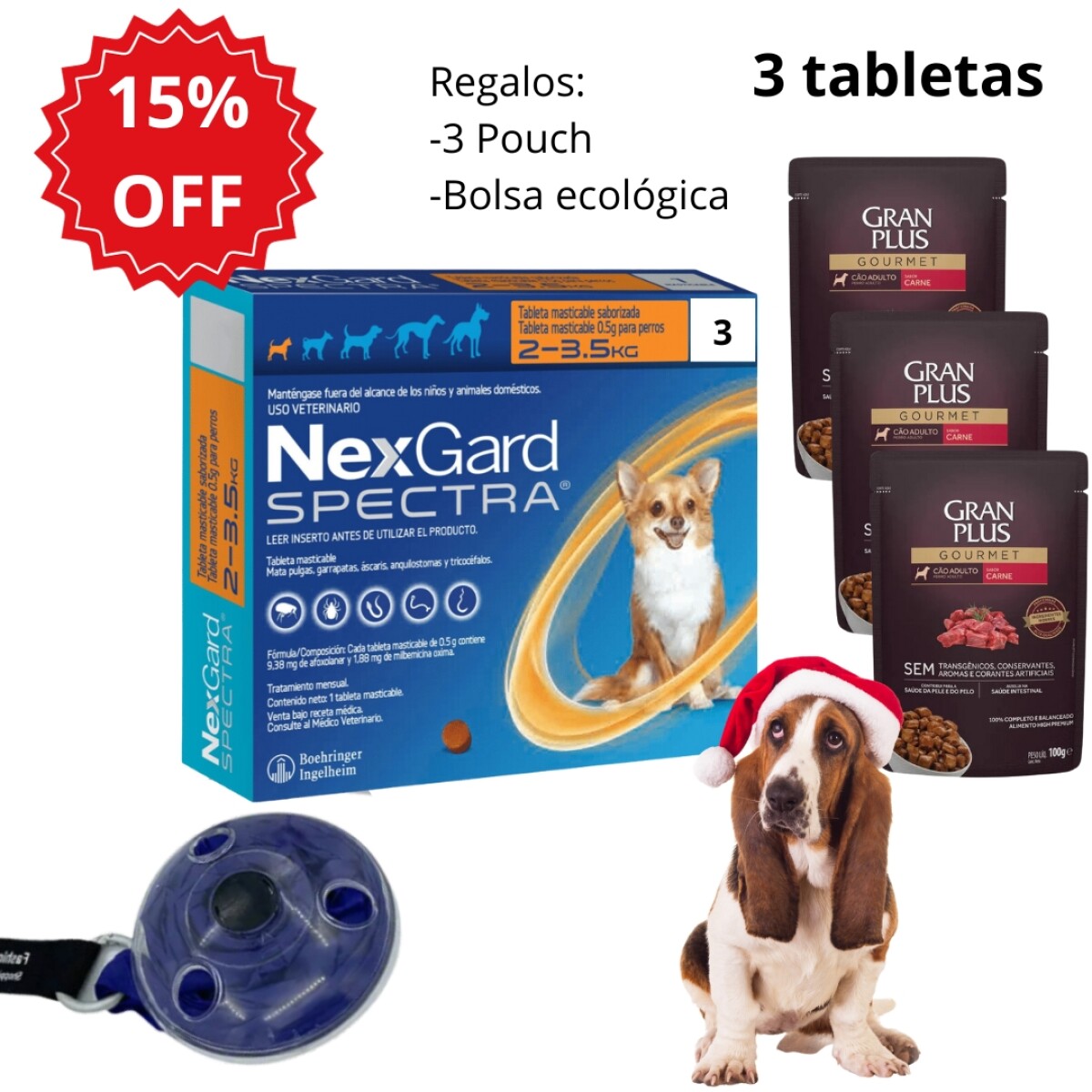 Nexgard Spectra Dog 2 - 3.5 Kg * 3 Comprimidos 