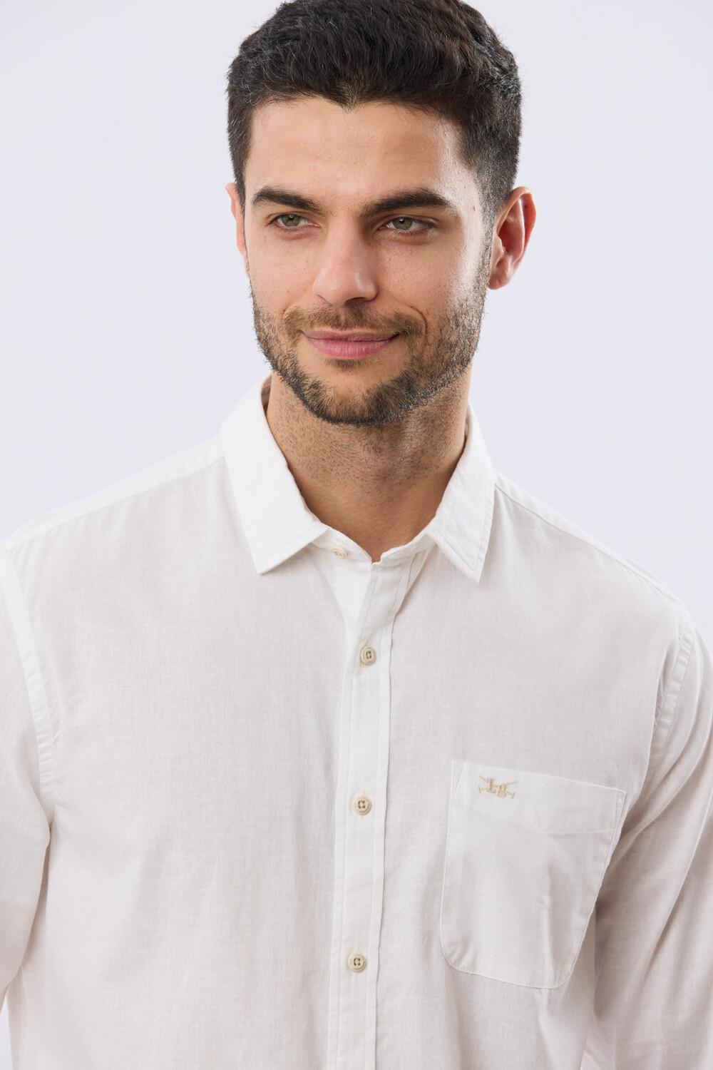 CAMISA LISA DE LINO Blanco