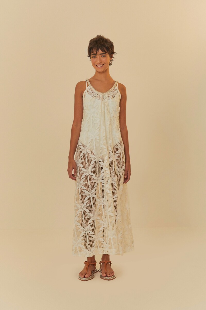 VESTIDO LARGO TELA ARTESANAL Blanco