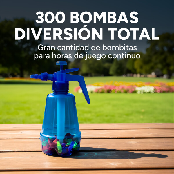Bombitas De Agua 300 Unidades + Botella De Recarga Color Azul