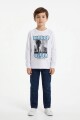 Camiseta manga larga BLANCO Y CELESTE