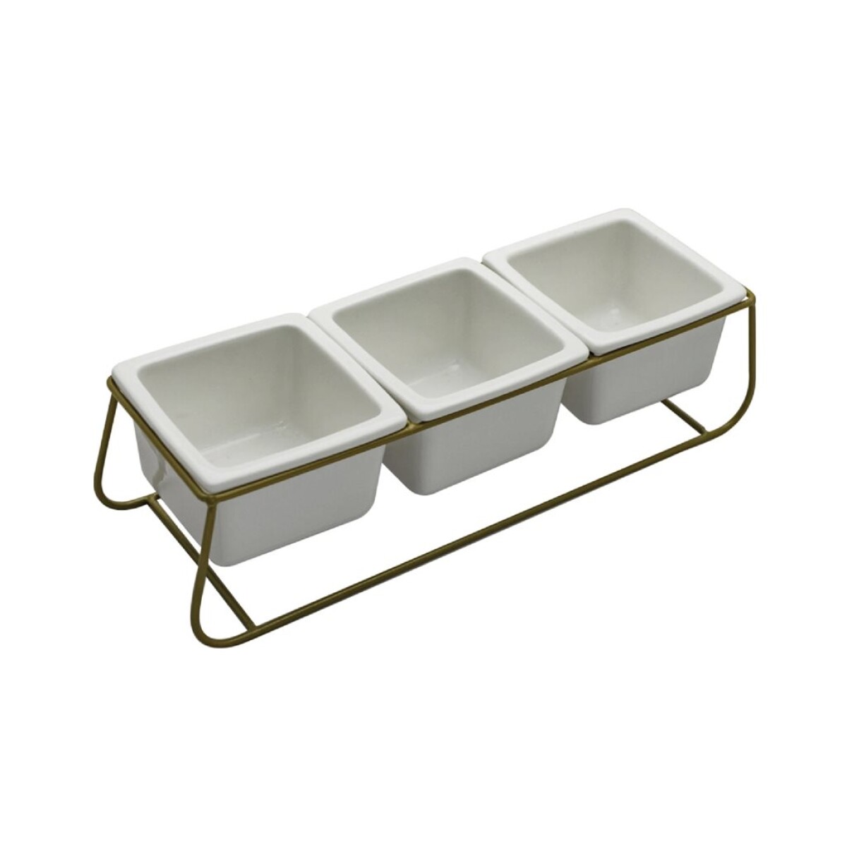 3 MACETAS CERAMICA 28x10x10CM BLANCO/DORADO 