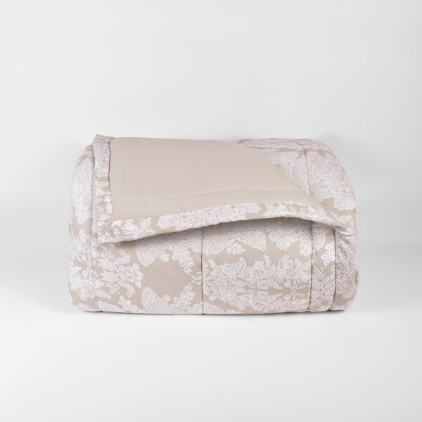Edredón 120 hilos Col. Buzios Paisley Beige Camera- Queen