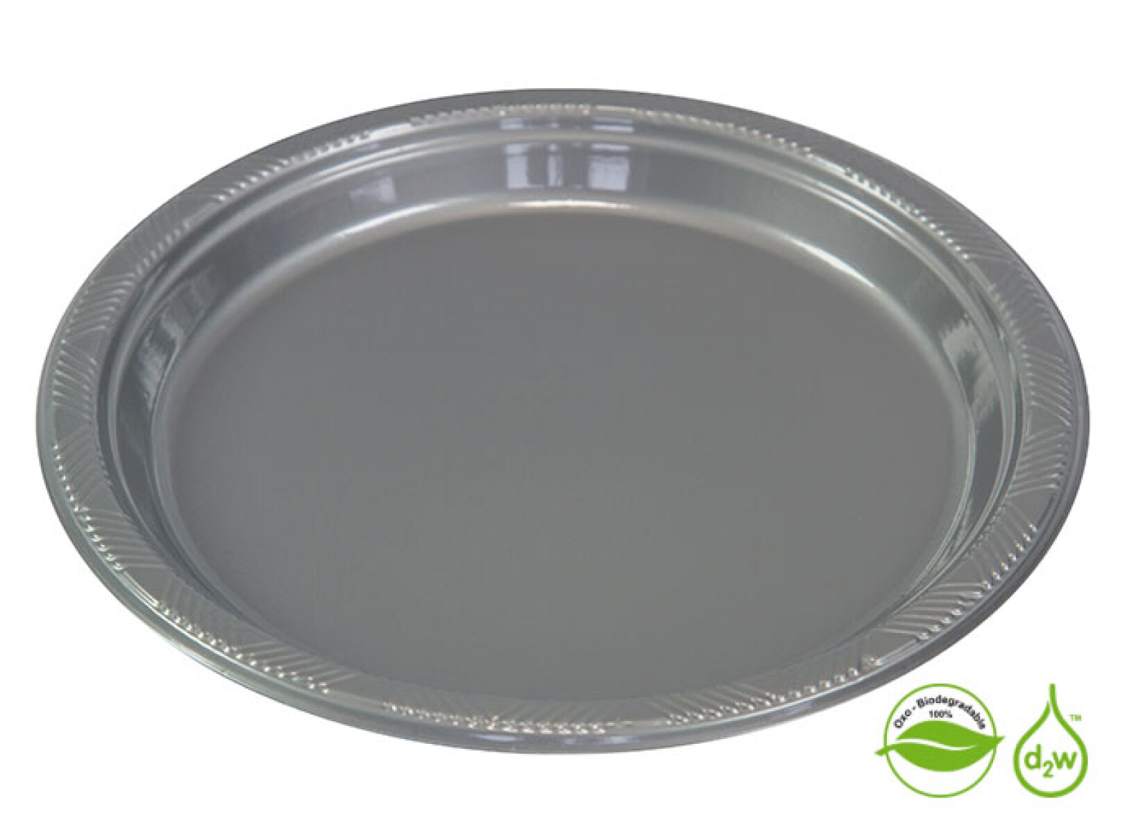 Plato Biodegradable 23cm x10Un - Plateado 
