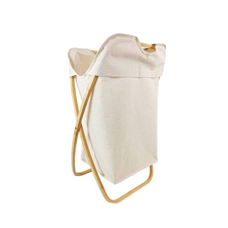 Cesto con asa y soporte de madera Beige