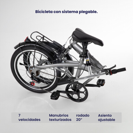 Bicicleta Plegable Rodado 20 Shimano Parrilla Gris