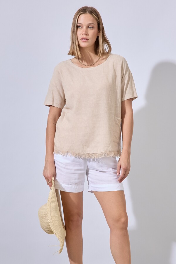 Blusa Lino Flecos BEIGE