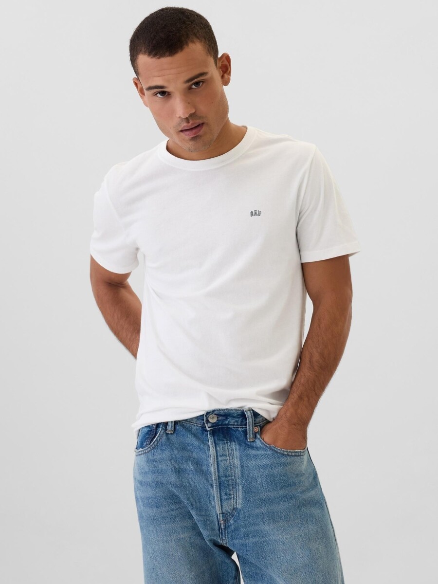 Remera Cuello Redondo Mini Logo Gap Hombre - White V2 Global 