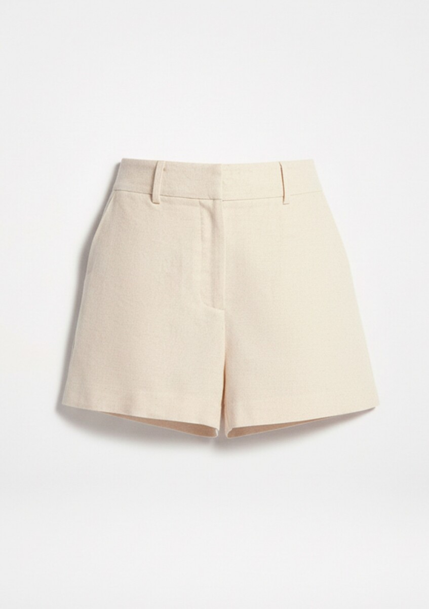 SHORT DE LINO CON BOLSILLOS - BLANCO 