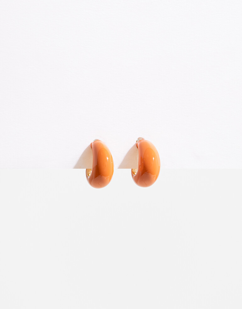 Aros Argollas Color Argollas Esmaltadas - Naranja Claro