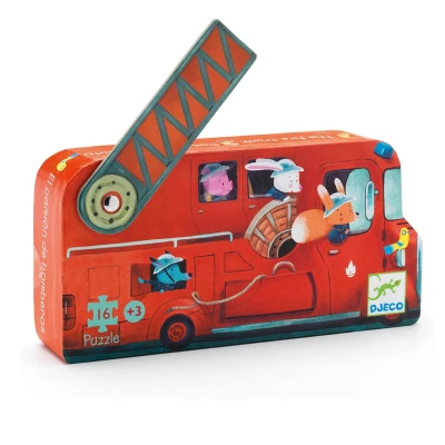 Puzzle Mini Silueta El camión de bomberos 16 piezas Djeco Puzzle Mini Silueta El camión de bomberos 16 piezas Djeco
