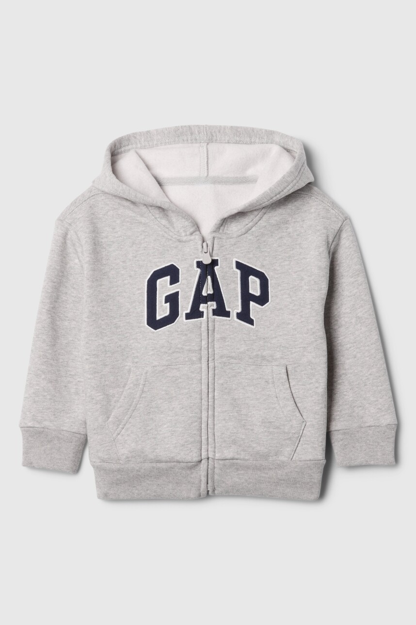 Buzo Canguro Con Cierre Logo Gap Toddler Niño Light Heather Grey B08