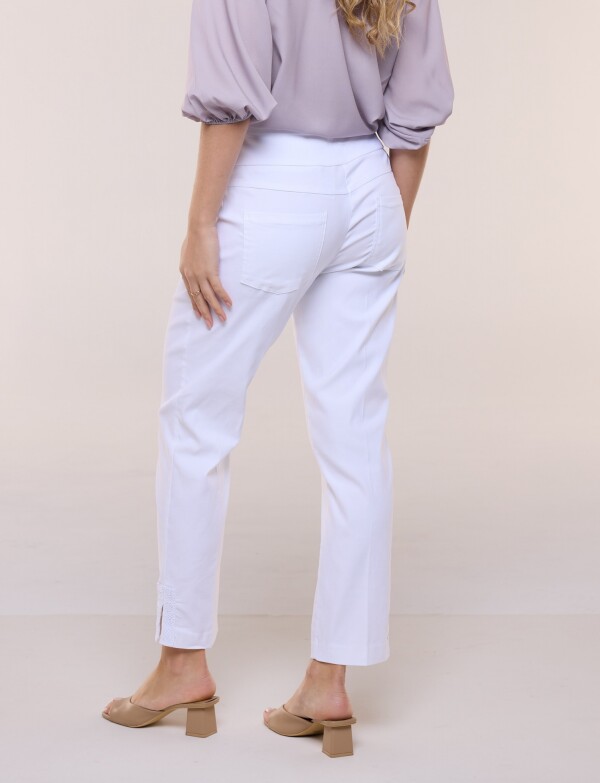 Pantalon Ankle Detalle De Encaje BLANCO