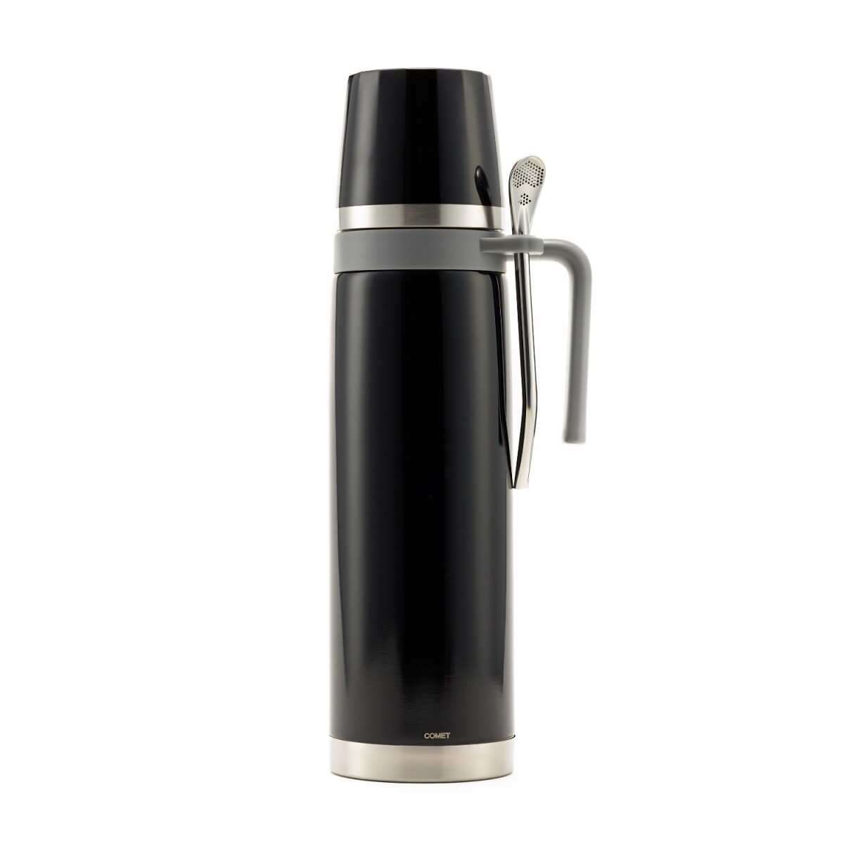 Termo Comet tapa mate Capri 1 Lt + bombilla - Negro Metal 