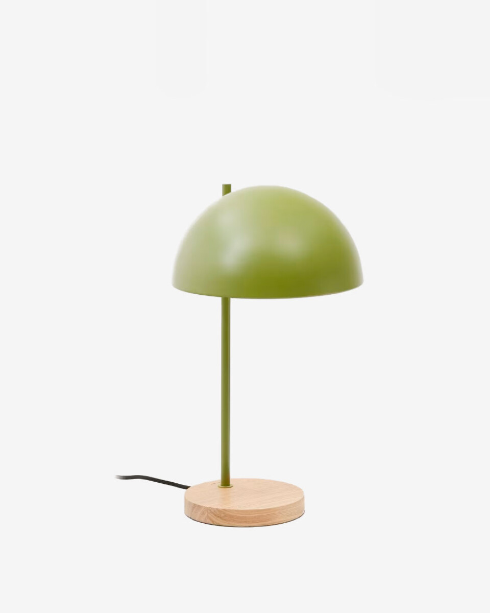 Lámpara de mesa Catlar de madera de fresno y metal - con acabado pintado verde 