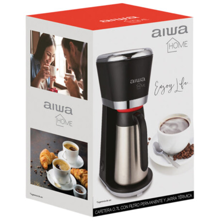 Cafetera con Jarra Térmica Aiwa 700ml 5 Tazas Filtro Permanente Negro/Gris