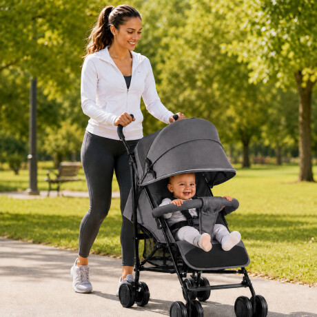 Coche Paraguitas Bebe Reclinable Plegable Compacto 8 Ruedas Gris