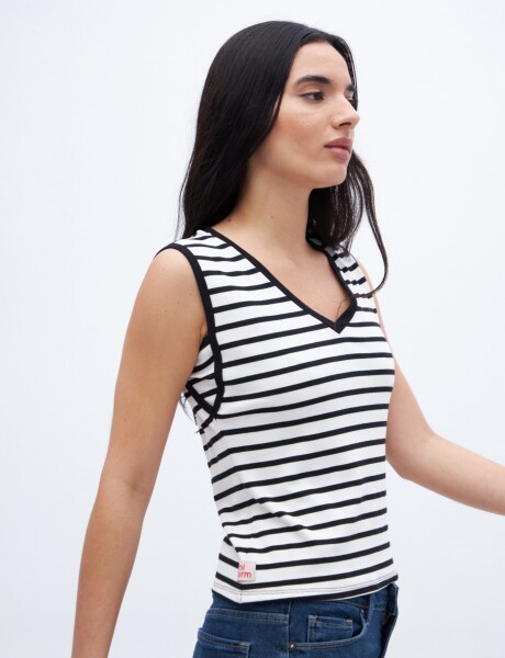 Musculosa Moira Rayas negra