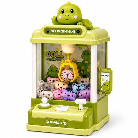 Mini Máquina Atrapa Peluches Dinosaurio Luz/Sonidos Pilas AA Verde