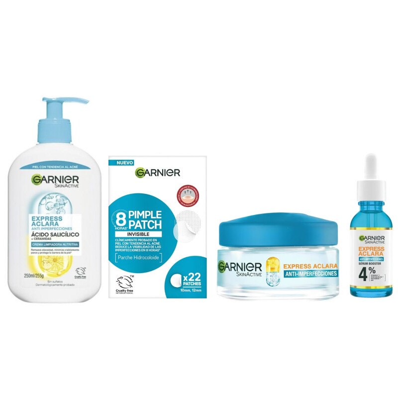 Pack Garnier Crema limpiadora + gel + Serum + Parches Pack Garnier Crema limpiadora + gel + Serum + Parches