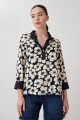Blusa con estampa margaritas azul marino