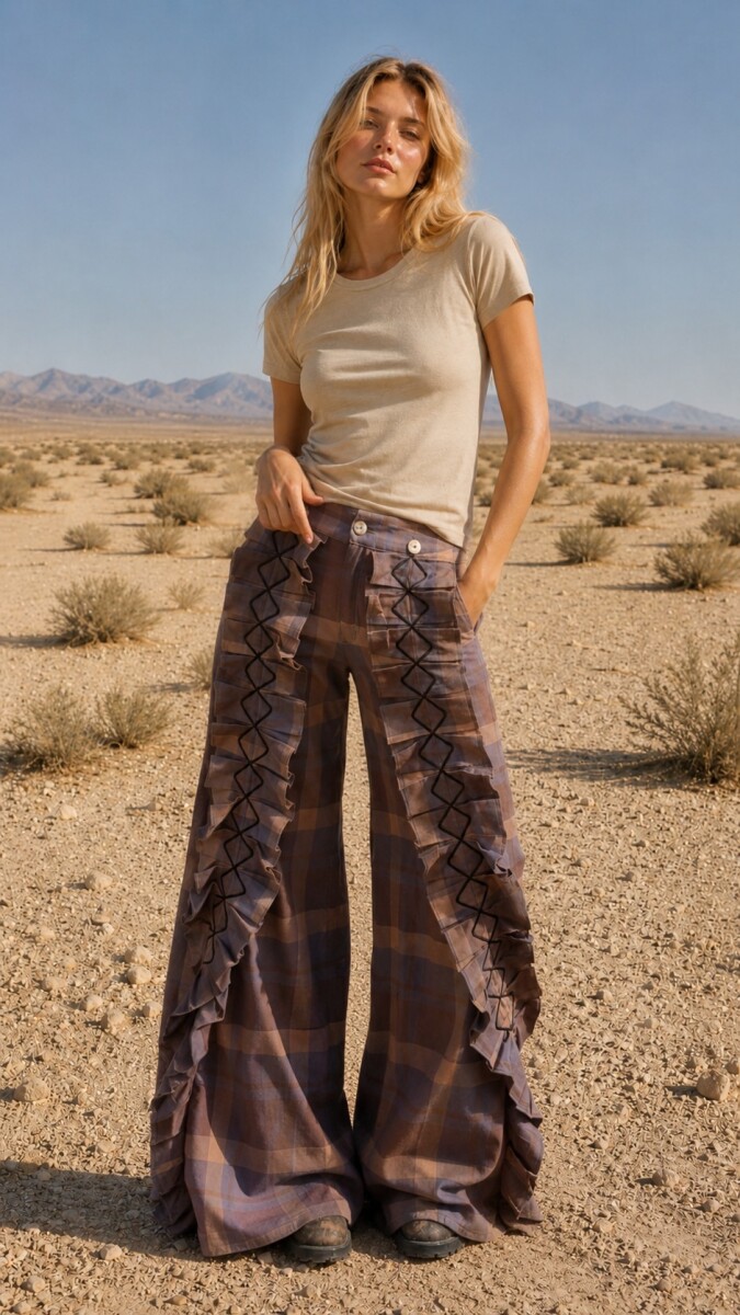 Cuadrillé Dancing Queen Pants - Chocolate / Azul 