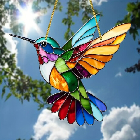 Figura Colgante Estilo Vitral Colibrí