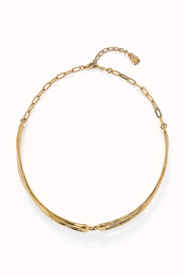 COLLAR DOBLE BAÑADO EN ORO 18K CON TOPACIO BLANCO Colgante