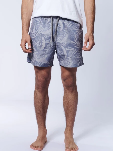 Short de baño Estampa Tropical Gris